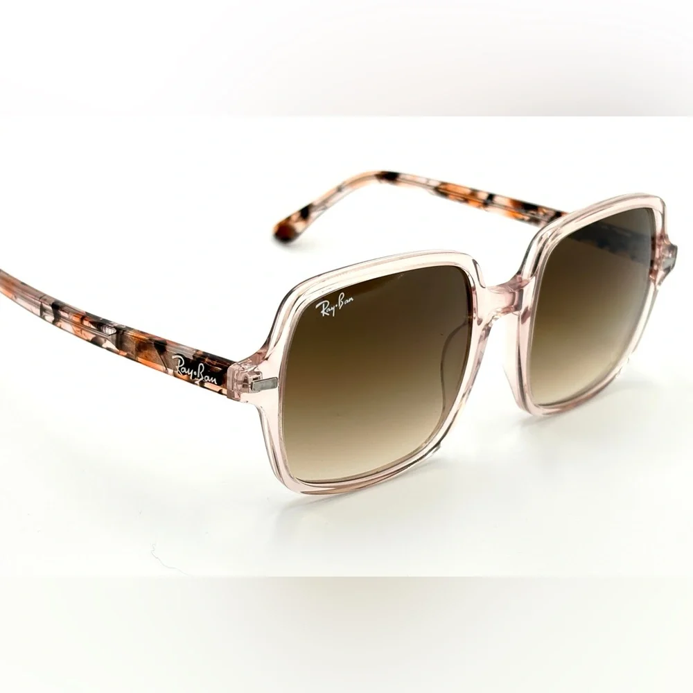 Ray-Ban 1281/51 Sunglasses transparent Brown Large Square Frame Rb1973 - Picture 3 of 12